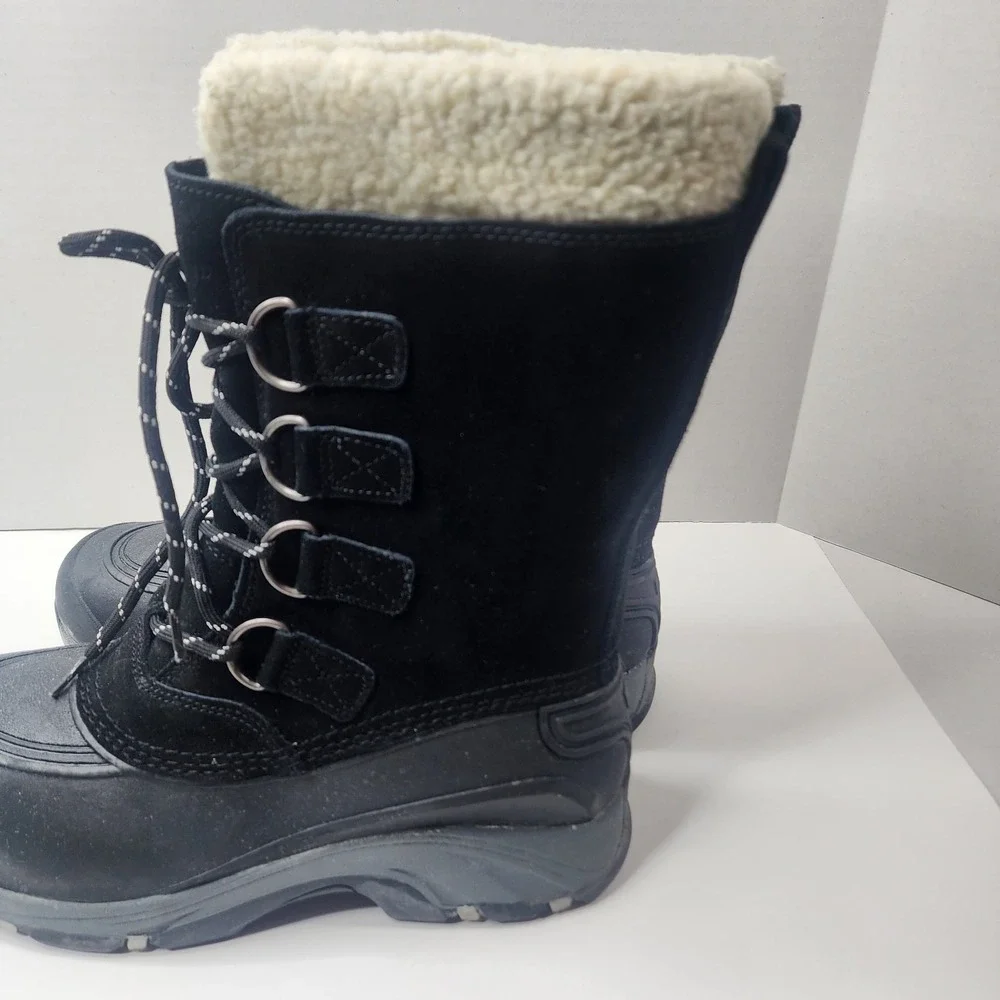 Lands' End Expedition Men's 8D Shoes Black Suede Insulated Winter Snow Boots